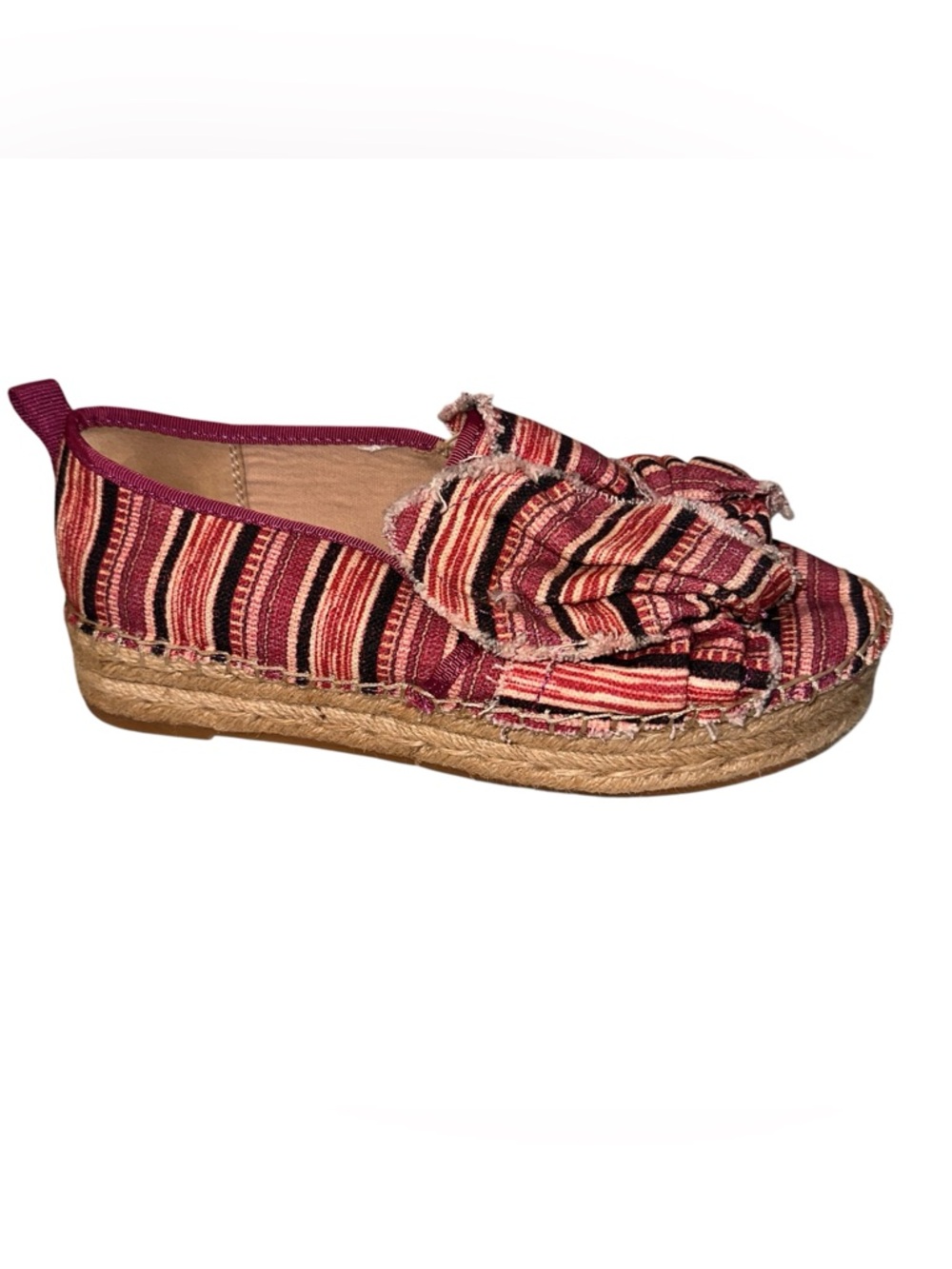 Sam Edelman Cabrera Striped Pink Espadrille Slip-On Jute Soles Size 7.5